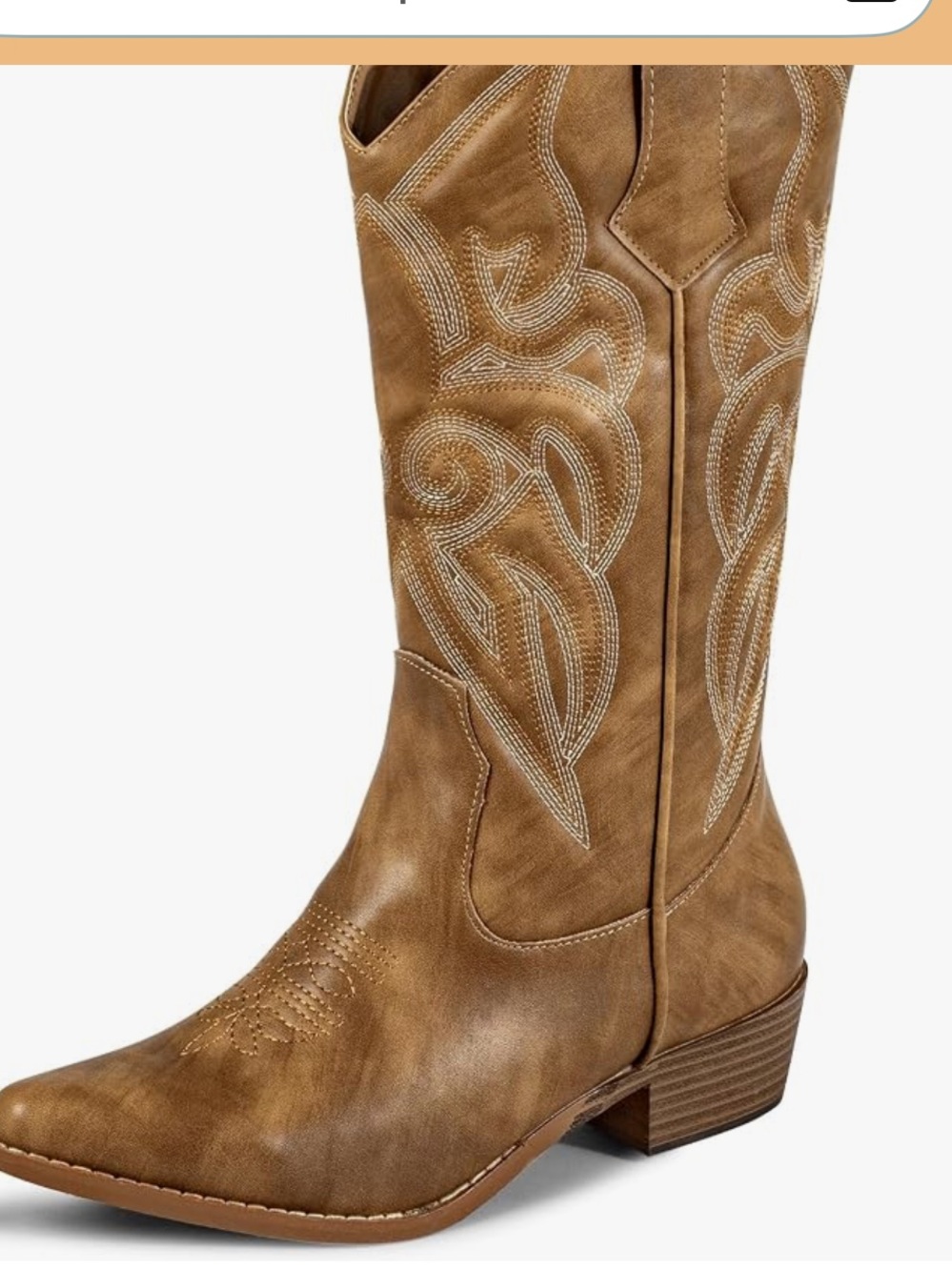 Women's Tan Western Mid-Calf Heeled Boots